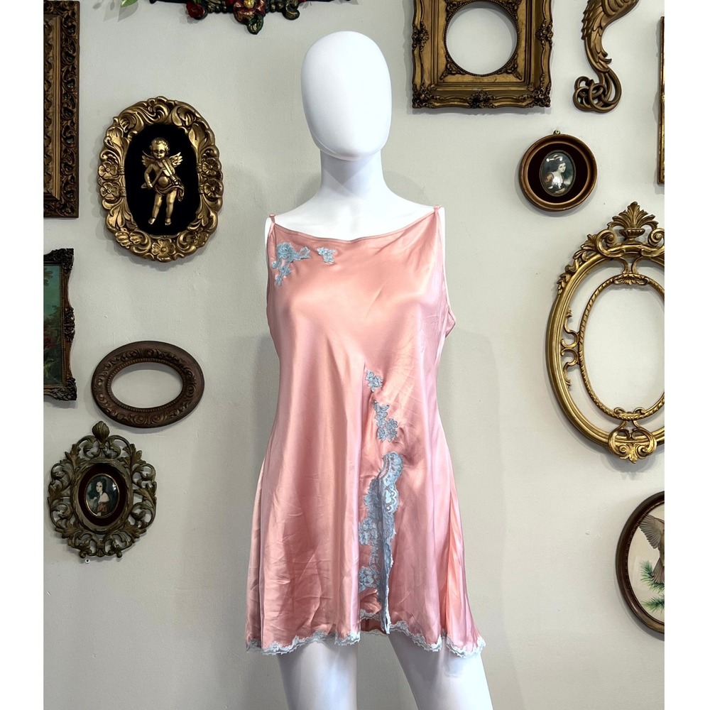Vintage Victoria's Secret Y2K Pastel Lace Slip Dress Large
